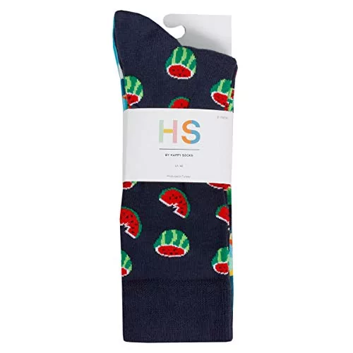 Happy Socks Męskie wodospad arbuz nowość bawełniane wygodne skarpety 3-pak, wielobarwny, rozmiar uniwersalny
