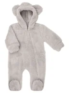 Pajacyki dla niemowląt - Niemowlęcy pajac z kapturem popielaty Nicol,r.68 - miniaturka - grafika 1