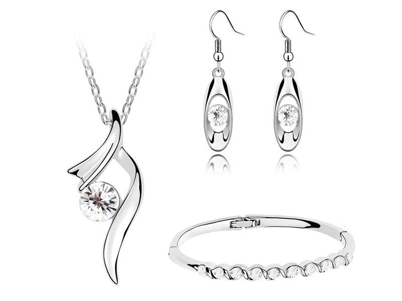 Komplet Biżuterii Eleganckie Lazurowe Cyrkonie