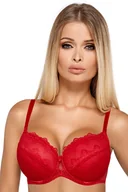 Biustonosze - Biustonosz Push Up Polski Super Powiększający Wygodny Koronka Czerwony 65E - miniaturka - grafika 1