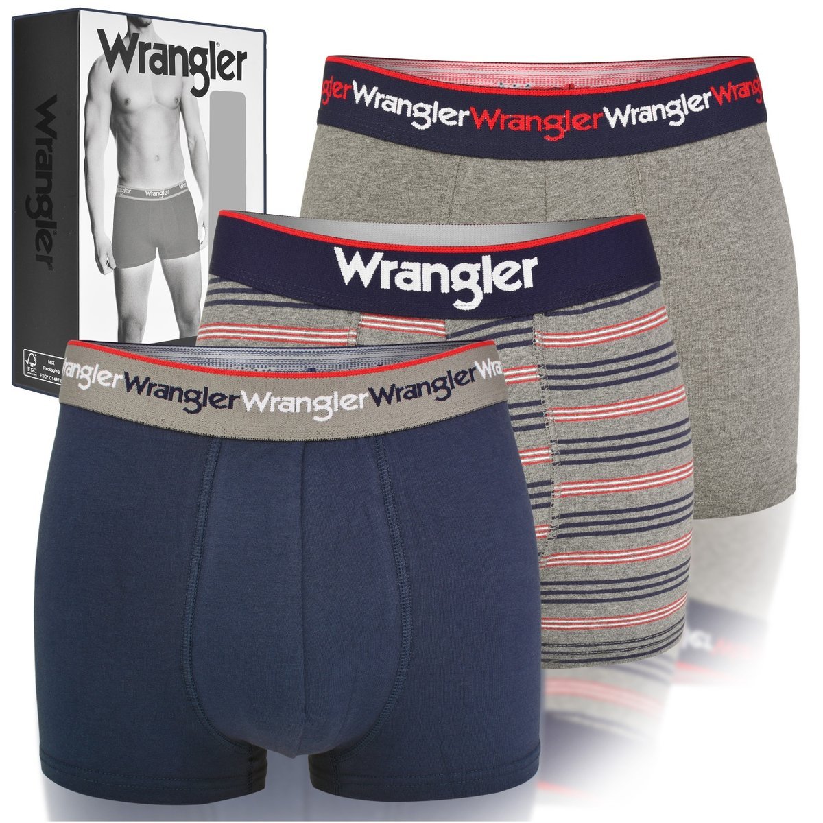 WRANGLER Bokserki Męskie Bawełna 3 sztuki 22149 Paski Rozmiar XL