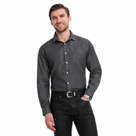Koszule męskie - Jeansowa męska koszula czarna casual bawełniana Ombre OM-SHDS-0181 V2 r L - miniaturka - grafika 1