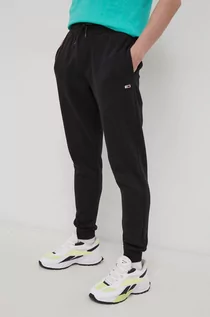 Spodnie męskie - Tommy Jeans Spodnie męskie kolor czarny gładkie - grafika 1