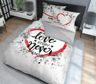 Pościel bawełniana, napis "Love", 160x200 cm, 3 elementy - Pościel - miniaturka - grafika 1