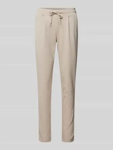 Spodnie o kroju slim fit z zakładkami w pasie i elastycznym pasem model ‘KATE’ - Spodnie damskie - miniaturka - grafika 1