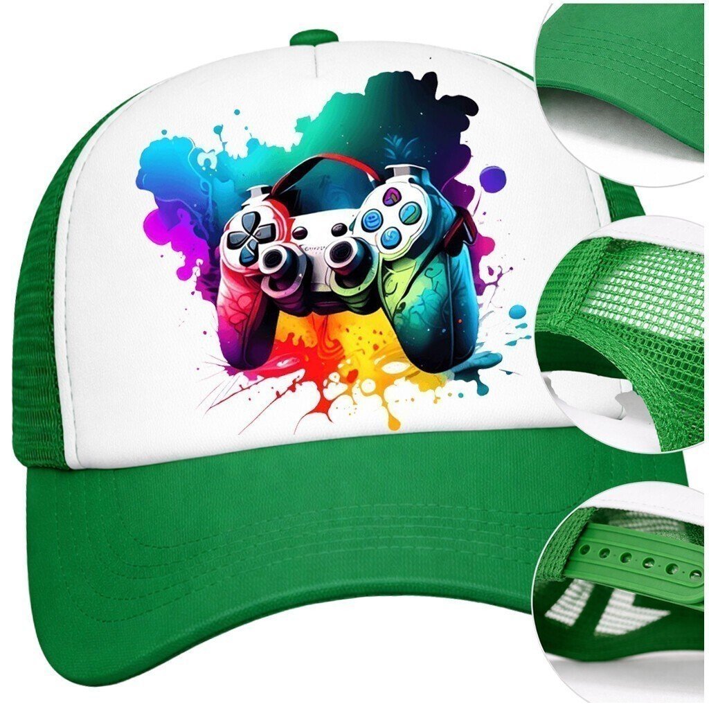 Czapka Z Daszkiem Gaming Dla Gracza Zielona Bejsbolówka Dla Dziecka