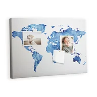 Tablice i flipcharty - Kolorowy Organizer - Tablica Korkowa z Pinezkami - Mapa świata akwarele 60x40 cm - miniaturka - grafika 1