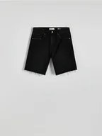 Spodenki męskie - Reserved - Denimowe szorty regular - czarny - miniaturka - grafika 1