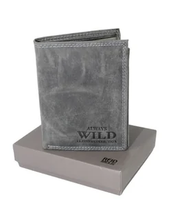 Portfel Męski Skórzany ALWAYS WILD Skóra Licowa Duży Pionowy Dwa Skrzydełka RFID N4-P-CHM 0983 CZARNY 13 x 10 x 2 [cm] - Portfele - miniaturka - grafika 1