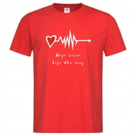 Koszulki męskie - Koszulka męska Moje Serce Bije dla Niej romantyczny prezent na walentynki - miniaturka - grafika 1