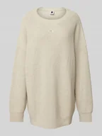 Swetry damskie - Sweter z dzianiny o kroju oversized z detalem z logo - miniaturka - grafika 1