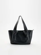 Torebki damskie - Reserved - Torebka shopper z troczkami - czarny - miniaturka - grafika 1