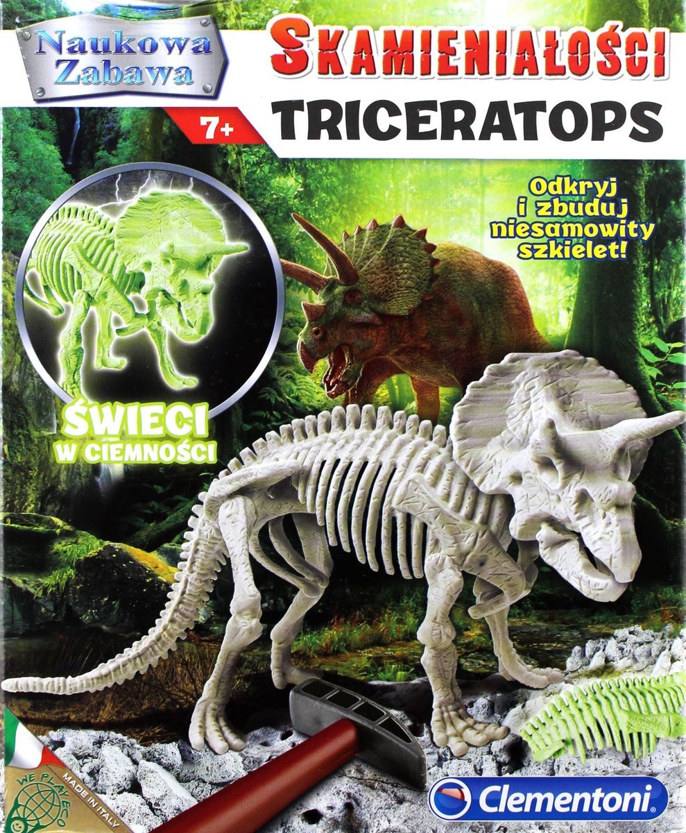 Clementoni Naukowa Zabawa. Skamieniałości Triceratops Fluores