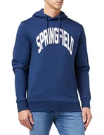 Bluzy męskie - Springfield Męska bluza z kapturem, niebieska (Azul Medio), XL, niebieski (Azul Medio)., XL - miniaturka - grafika 1