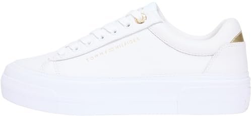 Tommy Hilfiger Damskie tenisówki TH Platform Tumbled LTR FW0FW09018 Low Top, białe (białe), 37, biały, 37 EU