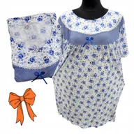 Bielizna nocna - KOSZULA NOCNA BAWEŁNA RÓŻA KWIAT prezent krótki rękaw chaber 54 56 7XL 8XL - miniaturka - grafika 1