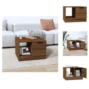 vidaXL Stolik kawowy brązowy dąb 50x50x36 cm materiał drewnopochodny - Stoliki kawowe - Ławy i stoliki kawowe - miniaturka - grafika 1