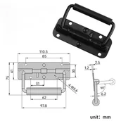 Zawiasy, okucia i inne akcesoria - Składana rączka do skrzynki sprężynowej, rączka do skrzynki lotniczej, 110mm/4,33", czarna, dwie sztuki - miniaturka - grafika 1