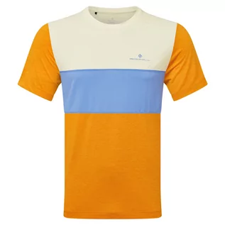 Koszulki sportowe męskie - RONHILL koszulka biegowa męska TECH TRIO S/S TEE spice marl/lake blue - grafika 1