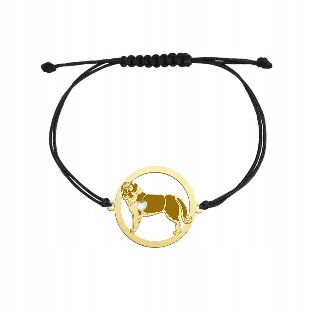 Bransoletka Pozłacana z psem Moscow Watchdog sznurek 925 Urodziny GRAWER