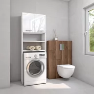 Szafki łazienkowe - SZAFKA ŁAZIENKOWA NAD PRALKĘ SŁUPEK REGAŁ BIAŁY połysk - miniaturka - grafika 1