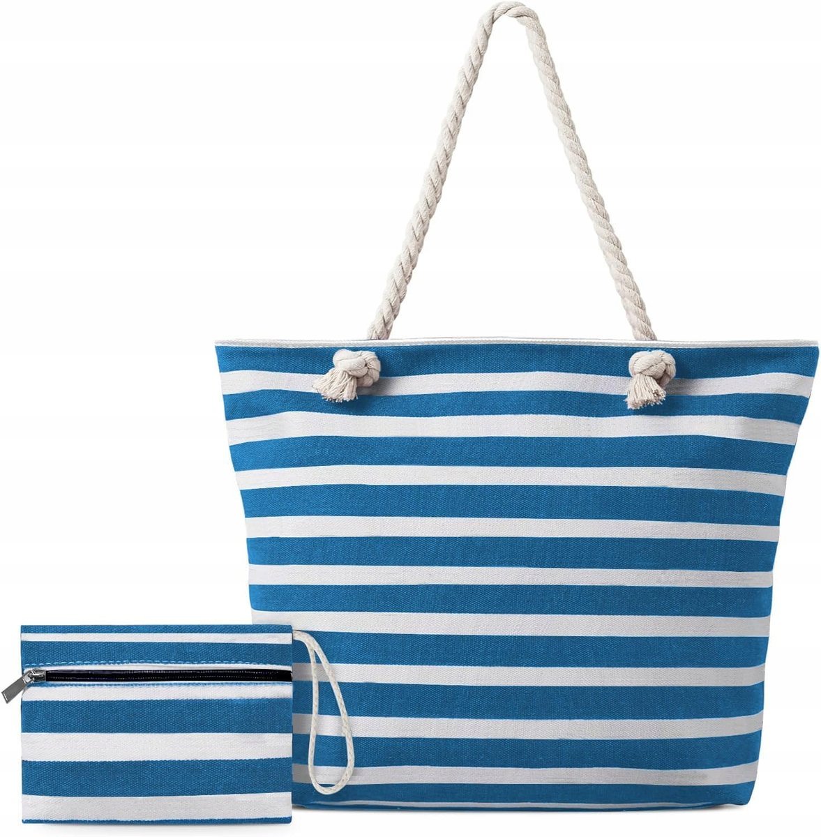 Torba plażowa dla kobiet Bardzo duża z zamkiem błyskawicznym Paski