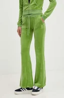 Spodnie damskie - Juicy Couture spodnie dresowe welurowe CAISA kolor zielony gładkie JCSEBJ008 - miniaturka - grafika 1