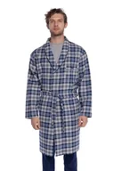 Szlafroki męskie - Męski flanelowy szlafrok LUCAS L Ciemnoniebieski - miniaturka - grafika 1