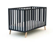 Łóżeczka i kojce - AT4 - Rozkładane łóżeczko drewniane COMFORT Grafit Szary 60 x 120 cm - miniaturka - grafika 1