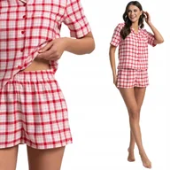 Piżamy damskie - ROZPINANA PIŻAMA DAMSKA DWUCZĘŚCIOWA W KRATĘ BAWEŁNA I WISKOZA MORAJ 3XL RED - miniaturka - grafika 1