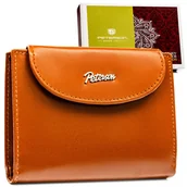 Portfele - Elegancki skórzany brązowy portfel damski mały składany na zatrzask PETERSON poziomy rozbudowany na karty i gotówkę ochrona RFID pudełko na prezent - miniaturka - grafika 1