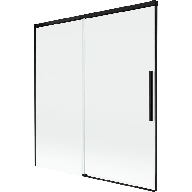 Mexen Rox parawan nawannowy 2-skrzydłowy rozsuwany 150 x 150 cm, transparent, czarny - 8C9-150-001-70-00