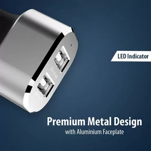 Crong Power Car Charger 24W - Ładowarka samochodowa 2xUSB 2.4A (aluminium) - Ładowarki do telefonów - miniaturka - grafika 2