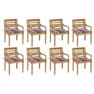 Fotele i krzesła ogrodowe - vidaXL Lumarko Krzesła Batavia z poduszkami, 8 szt., lite drewno tekowe! 3073362 - miniaturka - grafika 1