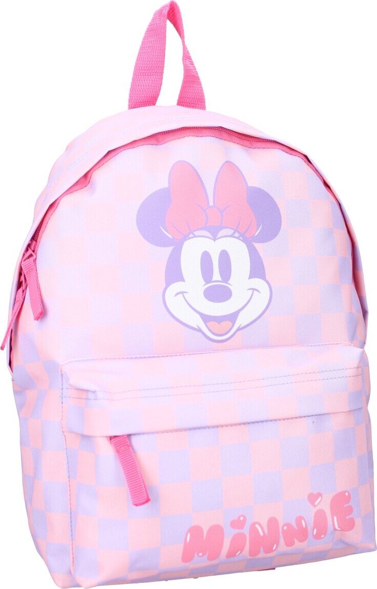Plecak szkolny Disney Minnie Mouse różowy z kraciastym wzorem