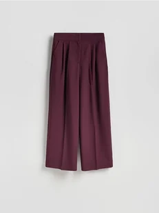 Reserved - Spodnie z zakładkami - burgundowy - Spodnie damskie - miniaturka - grafika 1