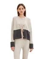 Swetry damskie - TOM TAILOR Denim Damski Kardigan z blokiem kolorów 1034307, 10522 - Shale Grey Melange, XS - miniaturka - grafika 1