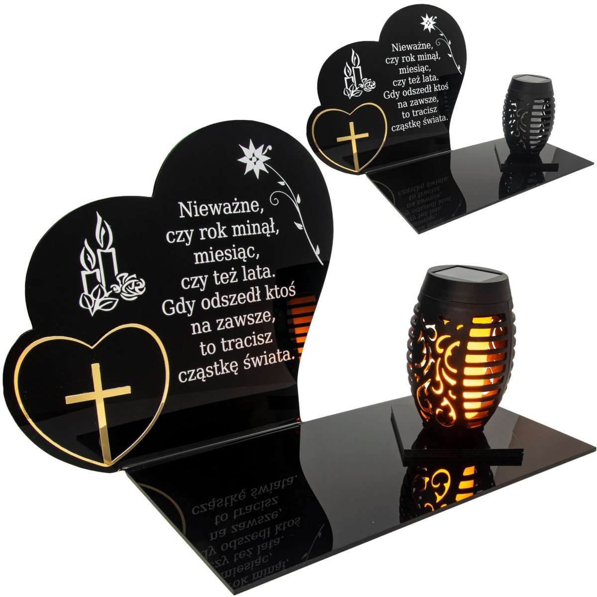 Solarny Znicz Led Statuetka Serce Na Cmentarz Grób Duża