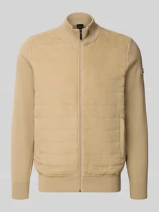 Bluza rozpinana ze stójką i pikowaniem - Swetry męskie - miniaturka - grafika 1