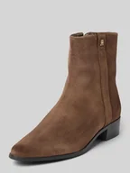 Botki damskie - Sztyblety ze skóry welurowej - miniaturka - grafika 1