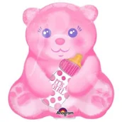 Balony i akcesoria - Amscan Balon foliowy "Misiu Its a Girl", 9" SHP 3365702 - miniaturka - grafika 1