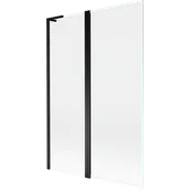 Parawany nawannowe - Mexen Mist L parawan nawannowy 2-skrzydłowy 110 x 150 cm, transparent, czarny - 8A9L-120-011-70-00 - miniaturka - grafika 1