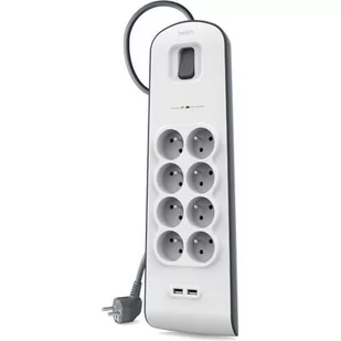 Belkin LISTWA ANTYPRZ 8 900J2 m+ 2PORTY USB BSV804ca2M - Listwy zasilające - miniaturka - grafika 1