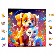 Puzzle - Puzzle Kot i Pies Mruu&Pruu 25 x 25 cm 150 elementów Układanka drewniana - miniaturka - grafika 1