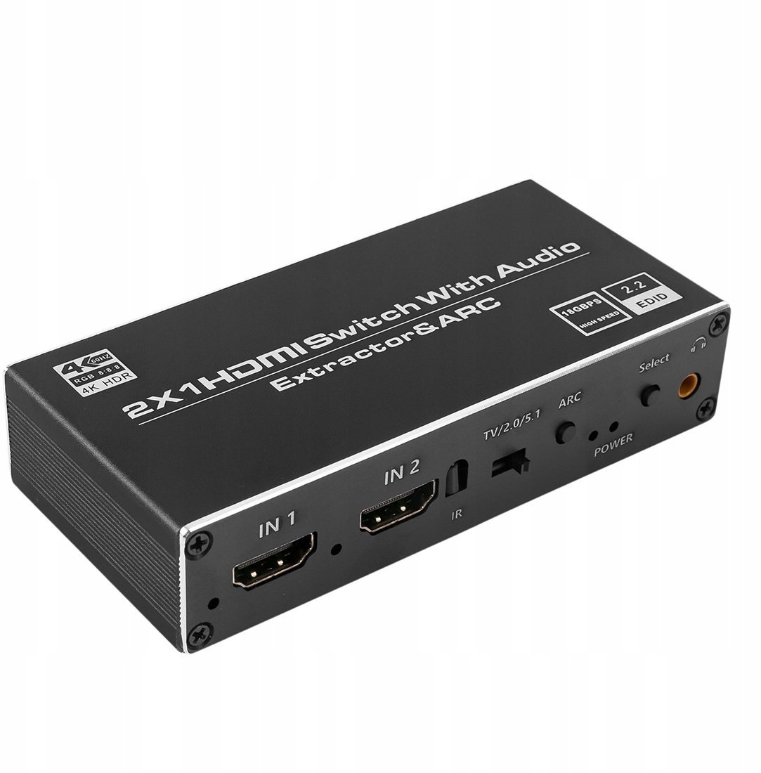 Spacetronik Konwerter Extractor 2x HDMI-HDMI Audio ARC 4K Spacetronik rozgałęźnik