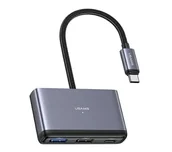 Huby USB - USAMS SJ627HUB01 4w1 2xUSB 2.0/USB 3.0/ USB-C Szary - miniaturka - grafika 1