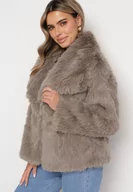 Kurtki damskie - Ciemnoszara Futerkowa Kurtka z Wsuwanymi Kieszeniami Liriena - miniaturka - grafika 1