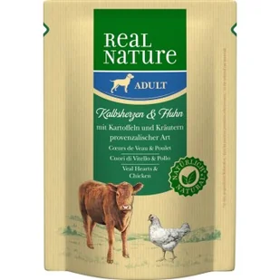 REAL NATURE Adult Saszetki Serca cielęce i kurczak 12x300 g - Mokra karma dla psów - miniaturka - grafika 1