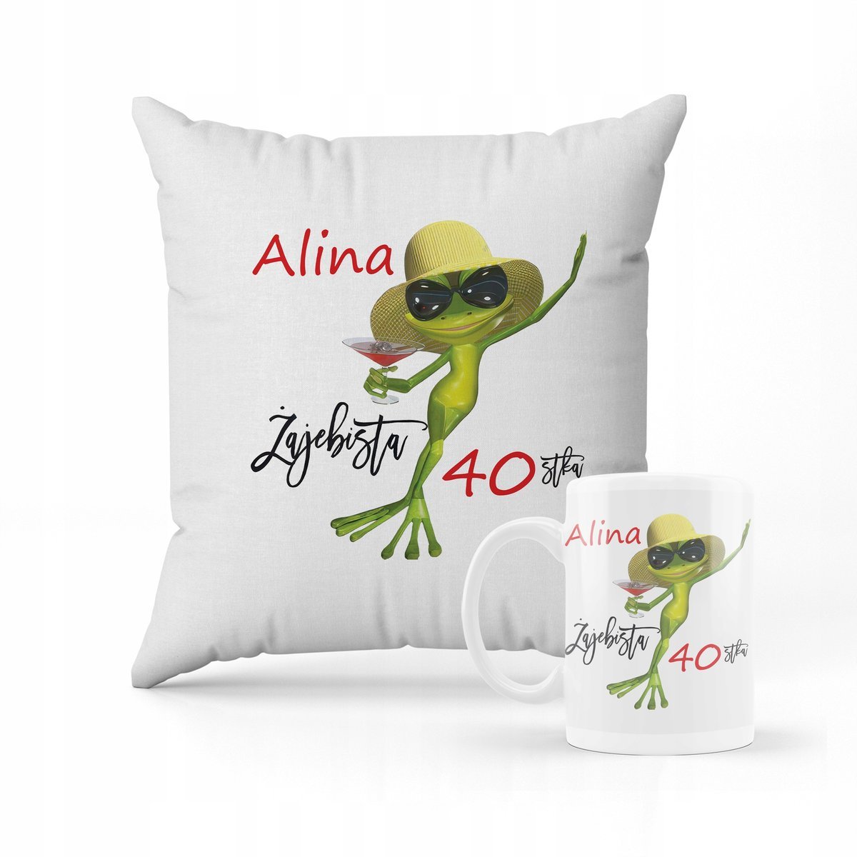 ZESTAW PODUSZKA + KUBEK Prezent na 40 urodziny + IMIĘ