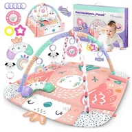 Maty edukacyjne - Nukido, Mata interaktywna edukacyjna dla dzieci, niemowląt pałąk i zabawki 3w1, Różowy - miniaturka - grafika 1